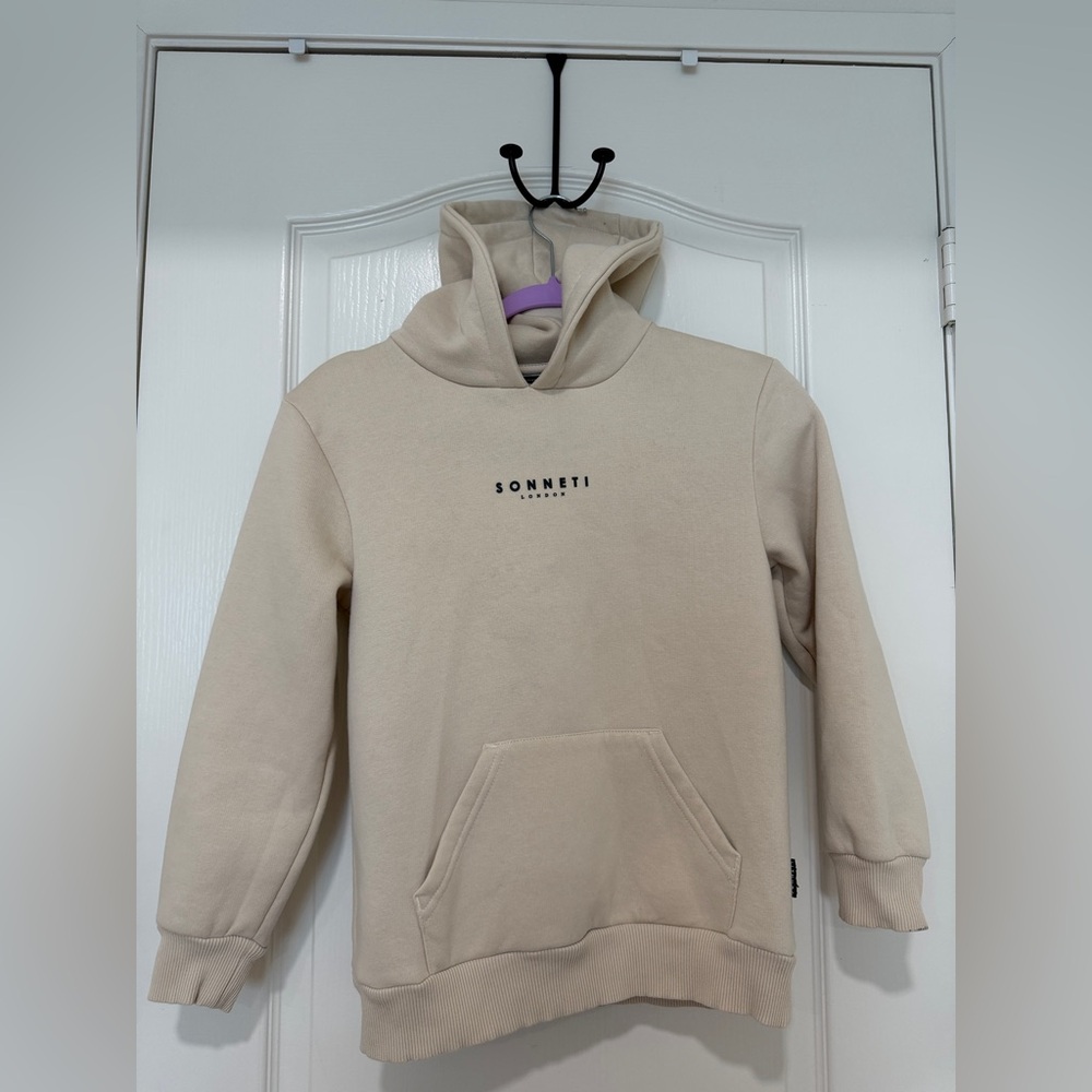 Sonneti London Boys Hoodie Medium Beige Logo Pullover Sweatshirt